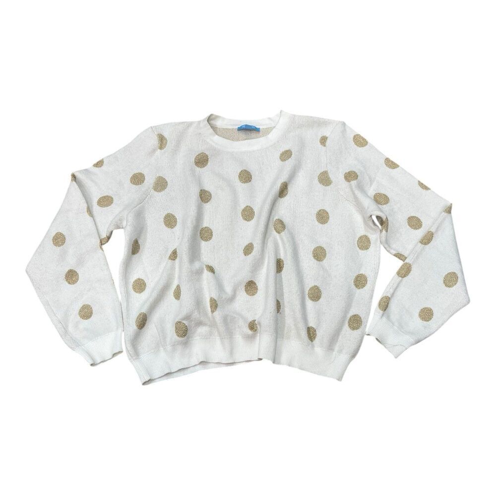 Draper James RSVP White Gold Polka Dot Sweater XXL
